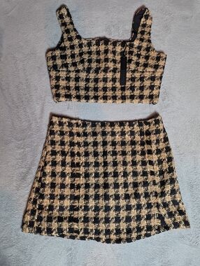 House of Harlow 1960 Black & Beige Houndstooth Two-Piece Set